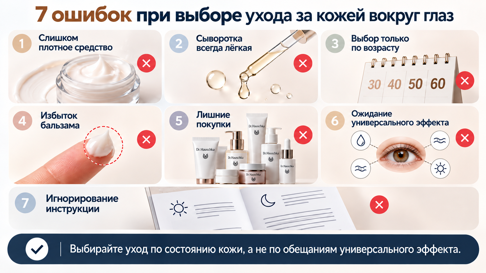 Частые ошибки при выборе ухода за кожей вокруг глаз