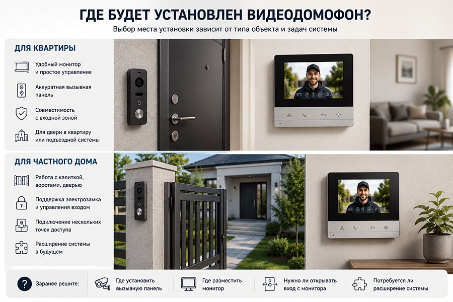 Где будет установлен видеодомофон