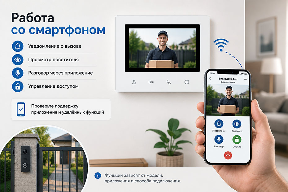 Работа видеодомофона со смартфоном