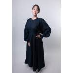 Платье женское повседневное синего цвета из льна - идеальный выбор для летней легкости и комфорта, Цвет: синий, Российский размер: 48