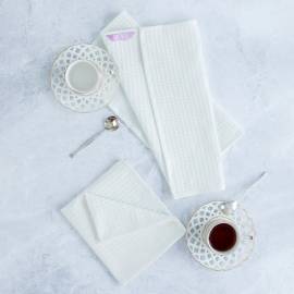 Комплект вафельных полотенец "Wenge" Белый, изображение 4