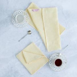 Комплект вафельных полотенец Wenge Сливочный, изображение 2