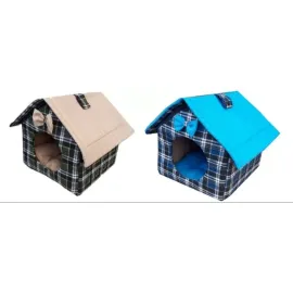 Лежанка Будка для кошек «Кошкин дом» 40х36х40 см, Цвет: голубой/синий, изображение 2