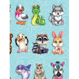 Английский в наклейках и раскрасках. Забавные животные (Учитель)