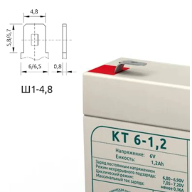 Аккумуляторная батарея КТ 6-1,2 (6V / 1,2Ah), изображение 4