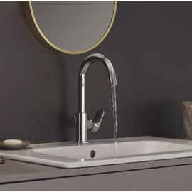 Смеситель хром для для раковины 210 мм push-open, изображение 3