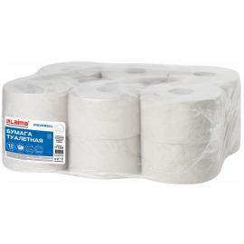 Бумага туалетная, LAIMA (T2), 1-слойная, комплект 12 рулонов, 111334, изображение 3