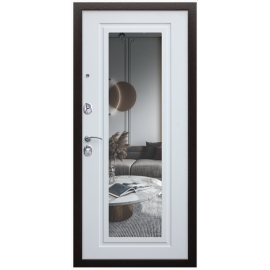 Стальная дверь «Комфорт» с зеркалом, Размер блока: 880х2050, Сторона открывания: левая (петли слева), изображение 2