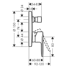 Cмеситель для ванны Hansgrohe Vernis Blend 71466670 (внешняя часть), изображение 2