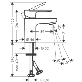 Смеситель для раковины без сливного набора 71580670, изображение 4