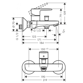 Vernis Blend Смеситель для ванны 71440000, изображение 3