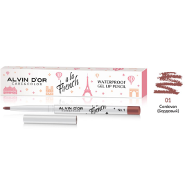 Водостойкий гелевый карандаш для губ WATERPROOF GEL LIP PENCIL A LA FRENCH, Цвет: cordovan (бордовый), изображение 2