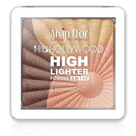 Пудровый хайлайтер 3 в 1 Glow Illuminating Hd Hollywood, Цвет: теплый бронзовый
