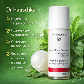 DR. HAUSCHKA Дезодорант "Мята и Шалфей" шариковый, 50 мл, изображение 3