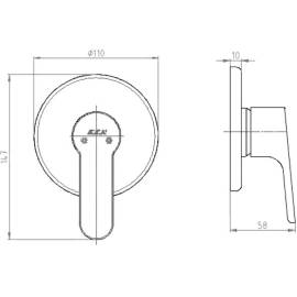 Смеситель для душа 102167106EX-Y (внешняя часть)