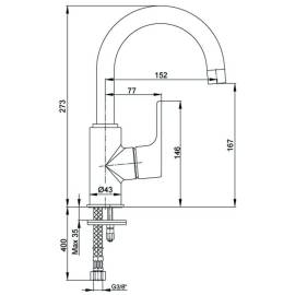 Смеситель для раковины 102108953EX с поворотным изливом