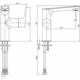 Смеситель для раковины 102108955EX без донного клапана