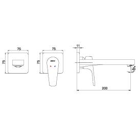 Смеситель для раковины 102167613EX-KK настенный 2 отверстия (внешняя часть), изображение 2