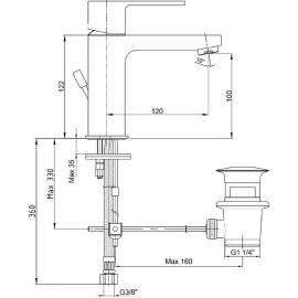 Смеситель для раковины 102188047EX с донным клапаном