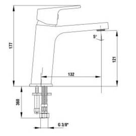 Смеситель для раковины 104808989EX без донного клапана
