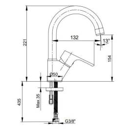 Смеситель для раковины 154 102188054EX без донного клапана