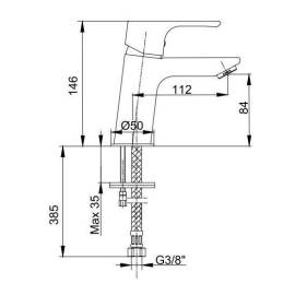 Смеситель для раковины 102188053EX без донного клапана, изображение 2