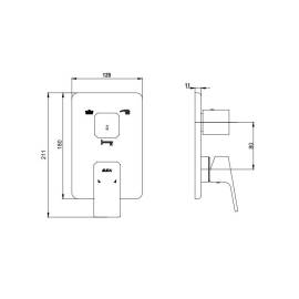 Смеситель для ванны 102167205EX-KDE 2 режима (внешняя часть)