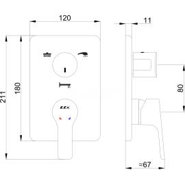 Смеситель для ванны 102167306EX-K (внешняя часть)