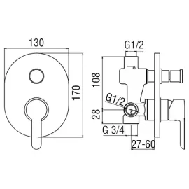 Смеситель для ванны AB87100CR, изображение 2