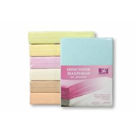 Голубая простыня махровая на резинке 090х200+20, Варианты: ПМР-Г-090 Голубая простыня махровая на резинке 090х200+20, изображение 2