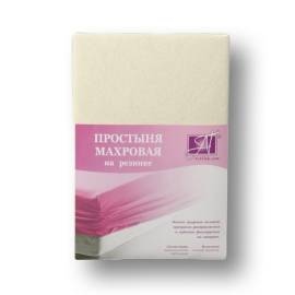 Молочный простыня махровая на резинке 200х200+20, Варианты: ПМР-МО-200 Молочный простыня махровая на резинке 200х200+20