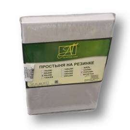Серая простыня Поплин однотонная на резинке 180х200х25, Варианты: ПР-ПО-Р-180(180)-СЕР Серая простыня Поплин однотонная на резинке 180х200х25