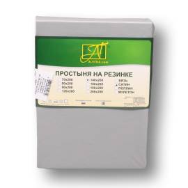 Стальной простыня Сатин однотонный на резинке 140х200х25, Варианты: ПР-СО-Р-140-СТАЛЬ Стальной простыня Сатин однотонный на резинке 140х200х25