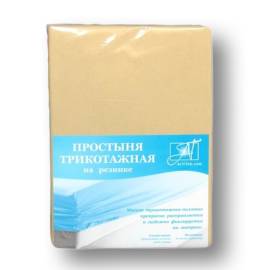 Бежевая простыня трикотажная на резинке 060х120х15, Варианты: ПТР-БЕЖ-060 Бежевая простыня трикотажная на резинке 060х120х15