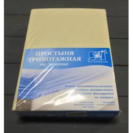 Кремовый простыня трикотажная на резинке 160х200х20, Варианты: ПТР-КРЕМ-160 Кремовый простыня трикотажная на резинке 160х200х20, изображение 2