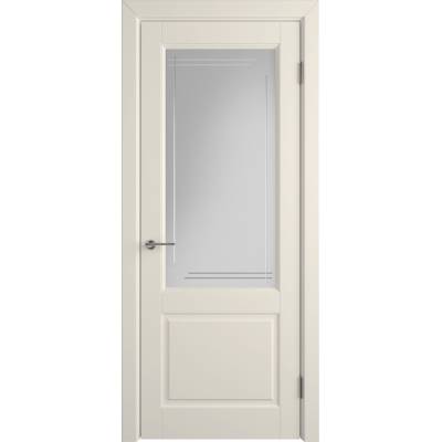 Эмалированная межкомнатная дверь ВФД Stockholm DORREN IVORY CRYSTAL CLOUD L бежевого цвета, Вид остекления: CRYSTAL CLOUD L, Цвет: бежевый, Размер полотна: 900х2000