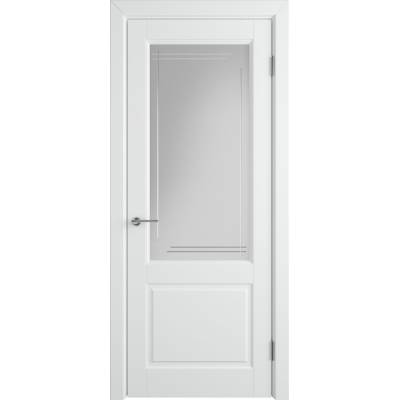 Эмалированная межкомнатная дверь ВФД Stockholm DORREN POLAR CRYSTAL CLOUD L белого цвета, Вид остекления: CRYSTAL CLOUD L, Цвет: белый, Размер полотна: 600х2000