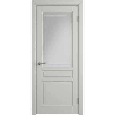 Эмалированная межкомнатная дверь ВФД Stockholm COTTON CRYSTAL CLOUD L серого цвета, Вид остекления: CRYSTAL CLOUD L, Цвет: серый, Размер полотна: 800х2000, Полотно: с остеклением