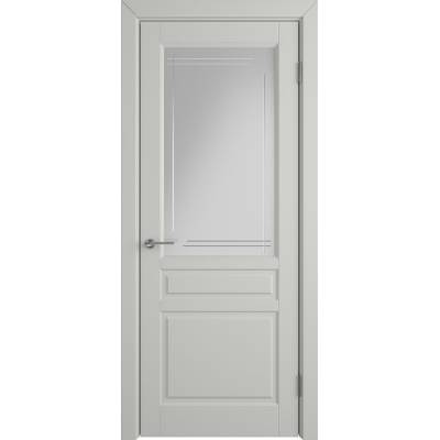 Эмалированная межкомнатная дверь ВФД Stockholm COTTON CRYSTAL CLOUD L серого цвета, Вид остекления: CRYSTAL CLOUD L, Цвет: серый, Размер полотна: 900х2000, Полотно: с остеклением
