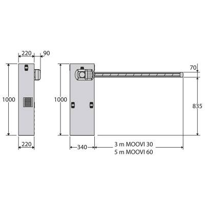Комплект шлагбаума MOOVI30 KIT с прямоугольной стрелой стрелой 4,6 метра, Длина стрелы: 4600, Форма стрелы: прямоугольная, Цвет: черный, изображение 8