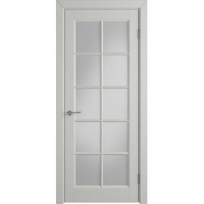 Эмалированная межкомнатная дверь ВФД Stockholm GLANTA COTTON WHITE CLOUD серого цвета, Вид остекления: WHITE CLOUD, Цвет: серый, Размер полотна: 700х2000