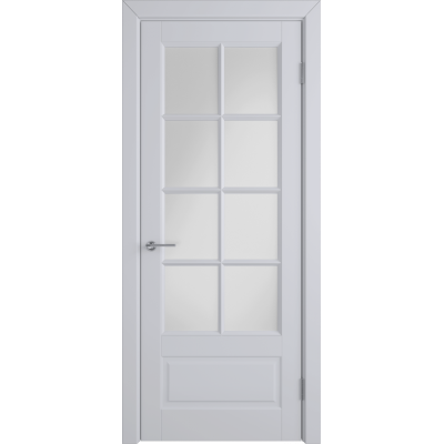 Эмалированная межкомнатная дверь ВФД Stockholm GLANTA ETT COTTON WHITE CLOUD серого цвета, Вид остекления: WHITE CLOUD, Цвет: серый, Размер полотна: 600х2000