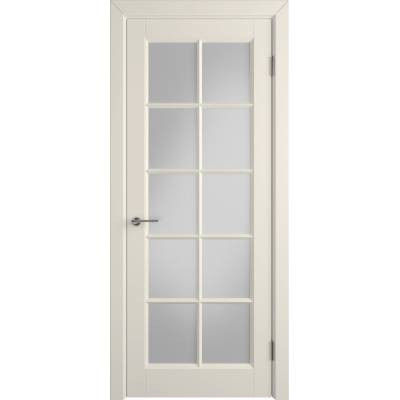 Эмалированная межкомнатная дверь ВФД Stockholm GLANTA IVORY WHITE CLOUD бежевого цвета, Вид остекления: WHITE CLOUD, Цвет: бежевый, Размер полотна: 700х2000