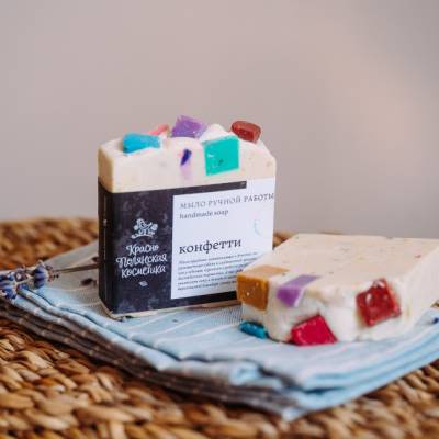 Мыло ручной работы "Конфетти" Краснополянская косметика, 100 г, Варианты: Мыло ручной работы Конфетти, изображение 4