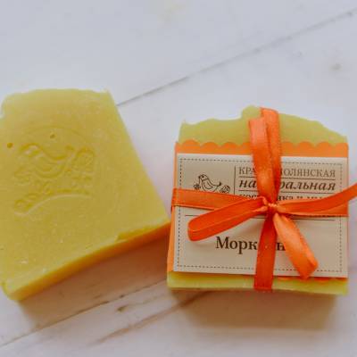 Мыло ручной работы "Морковное" (крем-мыло) Краснополянская косметика, 100 г, Варианты: Мыло ручной работы Морковное, изображение 5 от магазина Брами Маркет Мыло ручной работы "Морковное" (крем-мыло) Краснополянская косметика, 100 г, Варианты: Мыло ручной работы Морковное, изображение 5