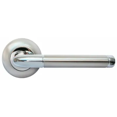 Дверная ручка на розетке RUCETTI RAP 2 SN/CP, цвет белый никель/полированный хром