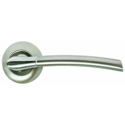 Дверная ручка на розетке RUCETTI RAP 6 SN/CP, цвет белый никель/полированный хром