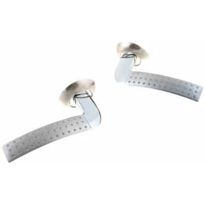 Дверная ручка на розетке RUCETTI RAP 7 SN/CP, цвет белый никель/полированный хром, изображение 4