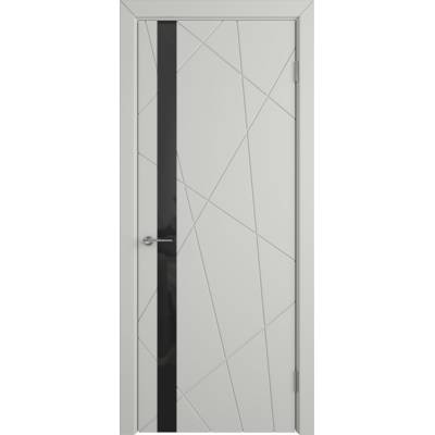 Эмалированная межкомнатная дверь ВФД Stockholm FLITTA BLACK GLOSS COTTON серого цвета, Вид остекления: BLACK GLOSS, Цвет: серый, Размер полотна: 600х2000