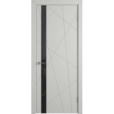 Эмалированная межкомнатная дверь ВФД Stockholm FLITTA BLACK GLOSS COTTON серого цвета, Вид остекления: BLACK GLOSS, Цвет: серый, Размер полотна: 900х2000